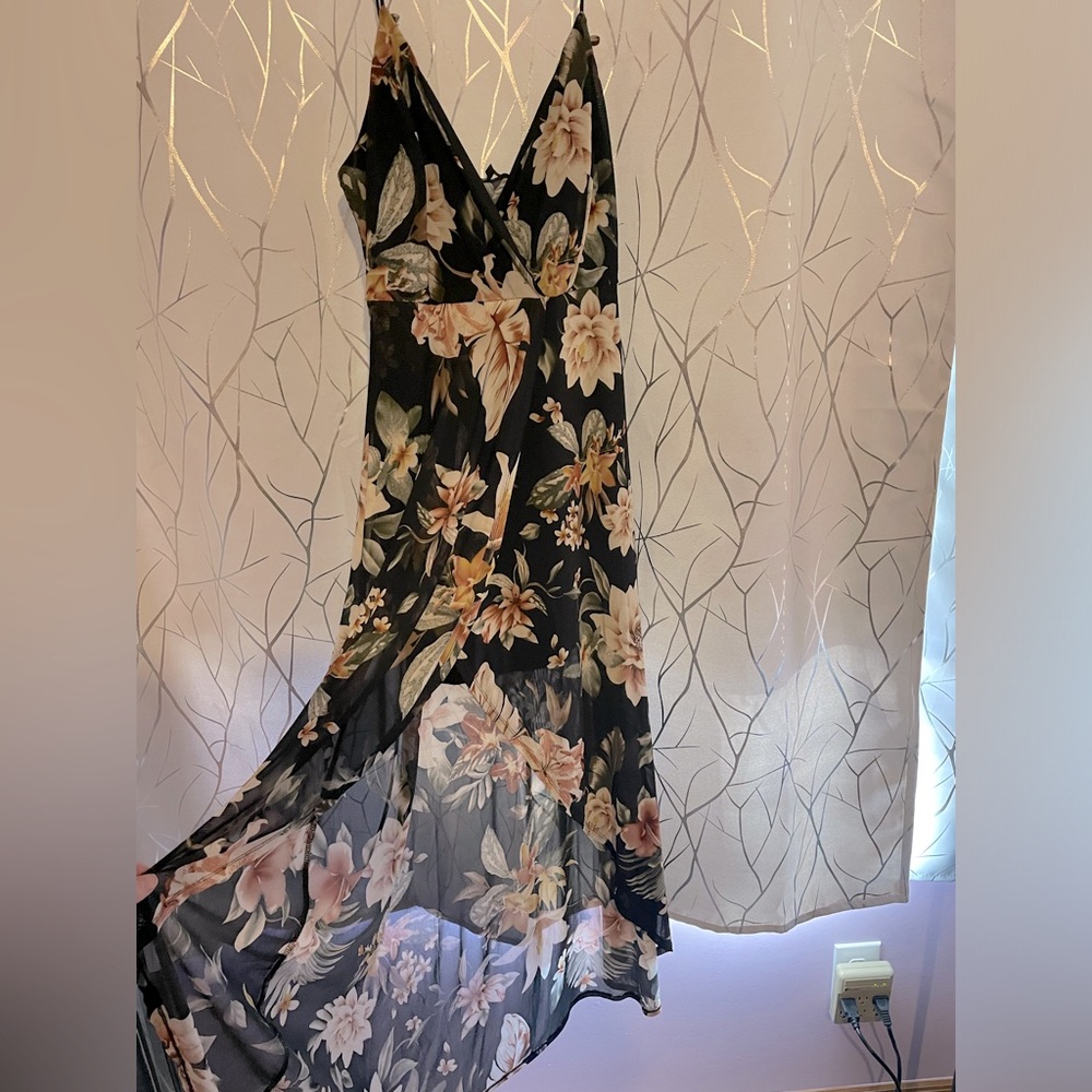 Iris black and floral high-low dress size 1X